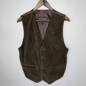 Wilsons Leather Suede Vest Mens‎ Small Brown Western Rodeo Cowboy Adjustable